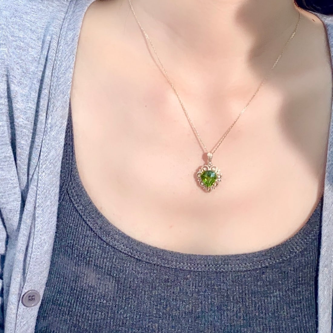 14k Gold 5.07 Ctw Natural Tourmaline & Diamond Pendant( Without Chain ) - 6