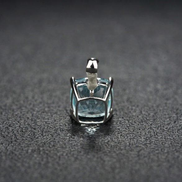 14k Gold 3.01 Ct Natural Aquamarine & Diamond Pendant( Without Chain ) - 5