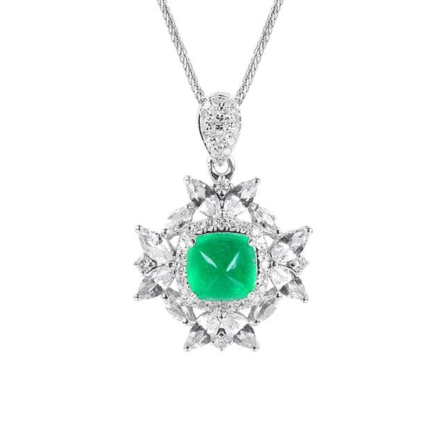 14k Gold 1.36 Ctw Natural Emerald & Diamond Pendant( Without Chain ) - 5