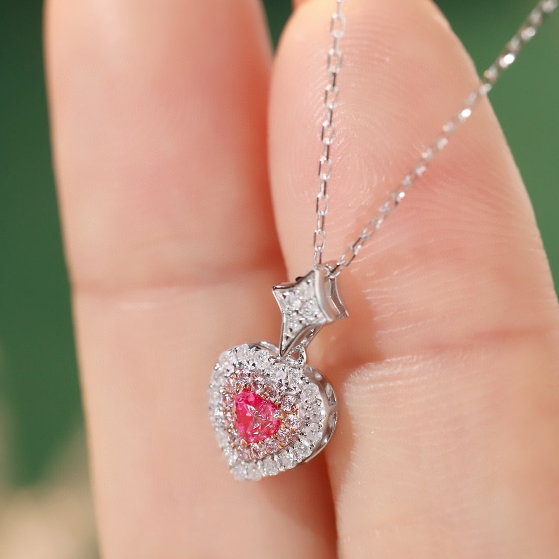 14k Gold 0.40 Ctw Natural Pink Diamond & Diamond Necklace - 4
