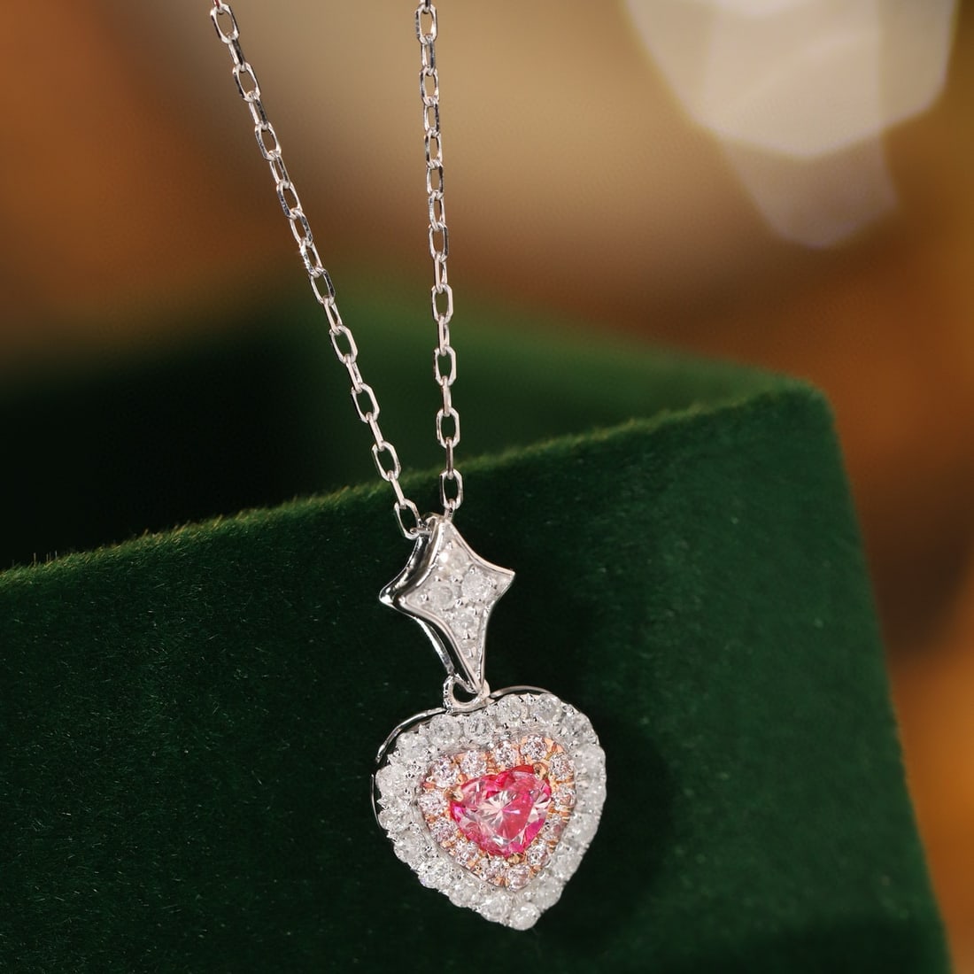 14k Gold 0.40 Ctw Natural Pink Diamond & Diamond Necklace - 7