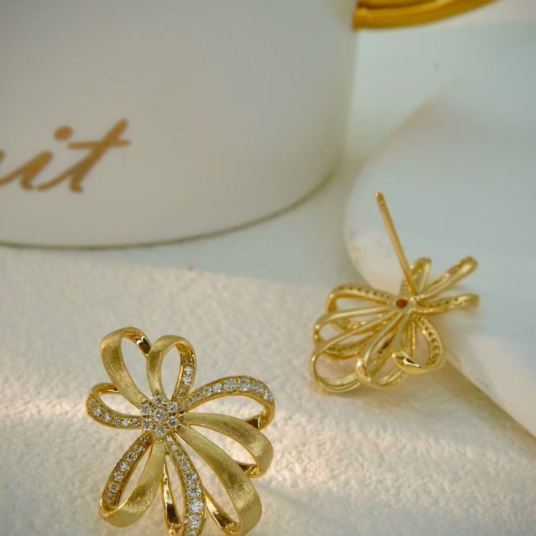 14k Gold 0.38 Ct Natural H Diamond Earrings - 6
