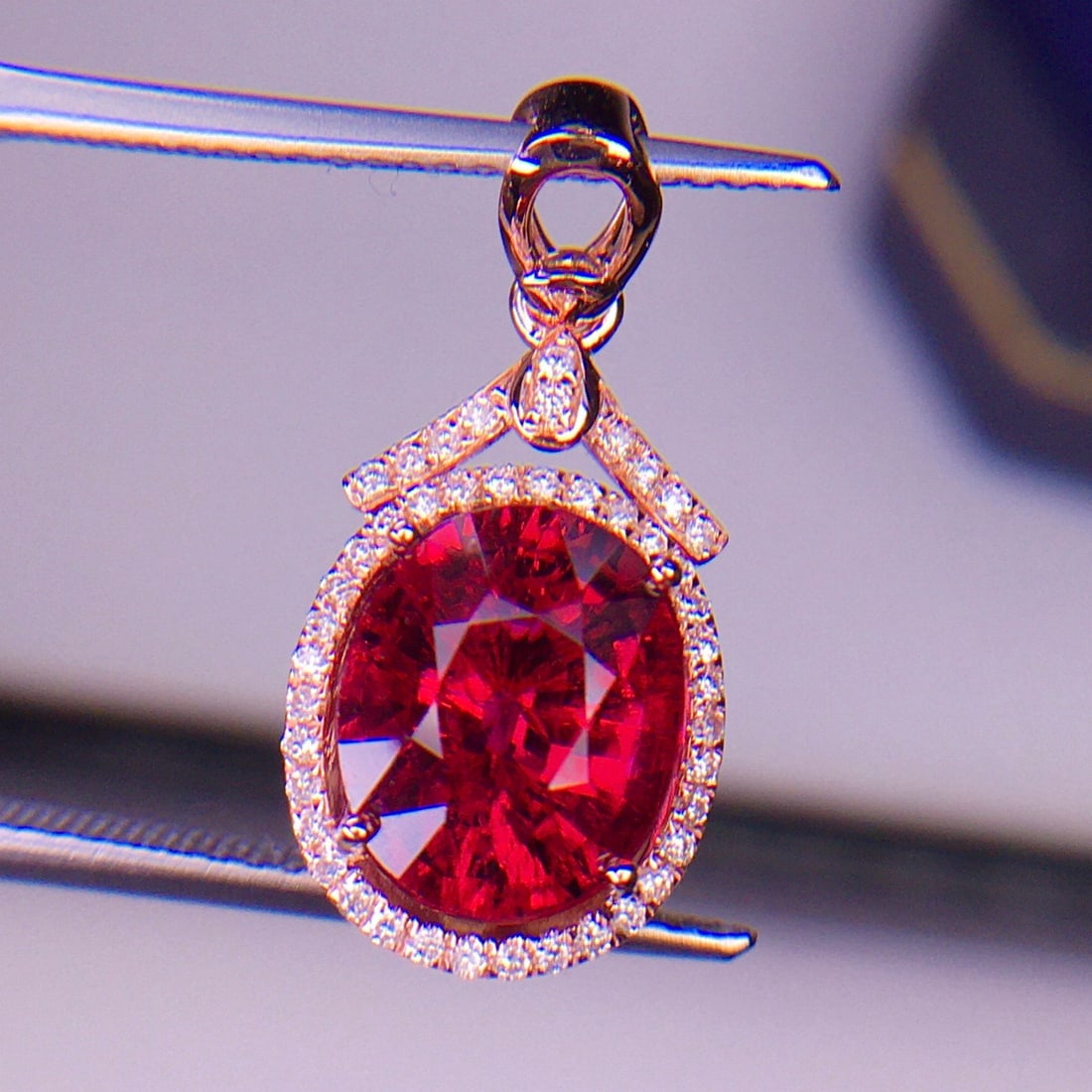 14k Gold 3.92 Ct Natural Tourmaline & Diamond Pendant( Without Chain ) - 3