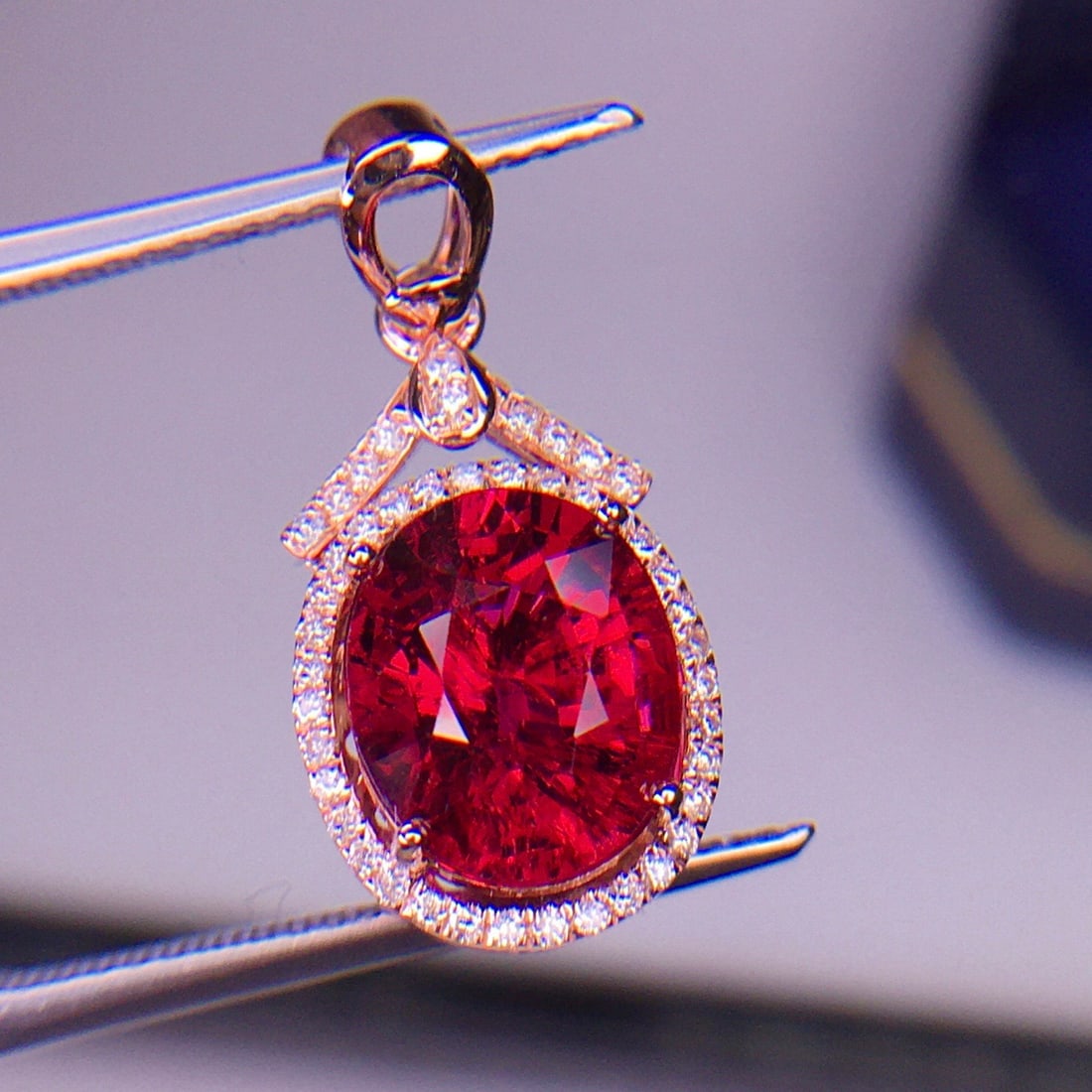 14k Gold 3.92 Ct Natural Tourmaline & Diamond Pendant( Without Chain ) - 4