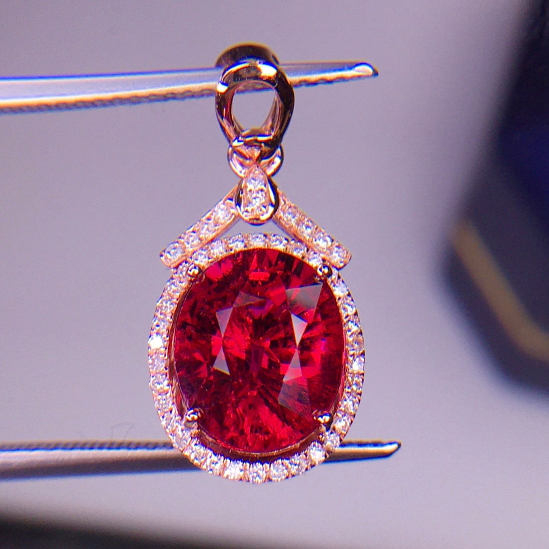 14k Gold 3.92 Ct Natural Tourmaline & Diamond Pendant( Without Chain ) - 5