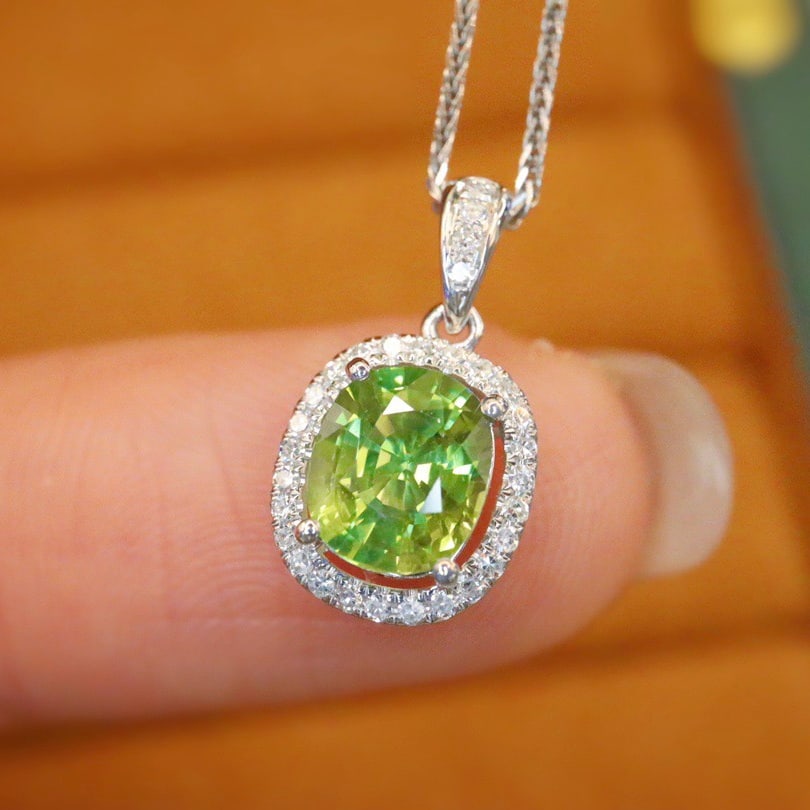 14k Gold 1.49 Ctw Natural Sapphire & Diamond Pendant( Without Chain ) - 2