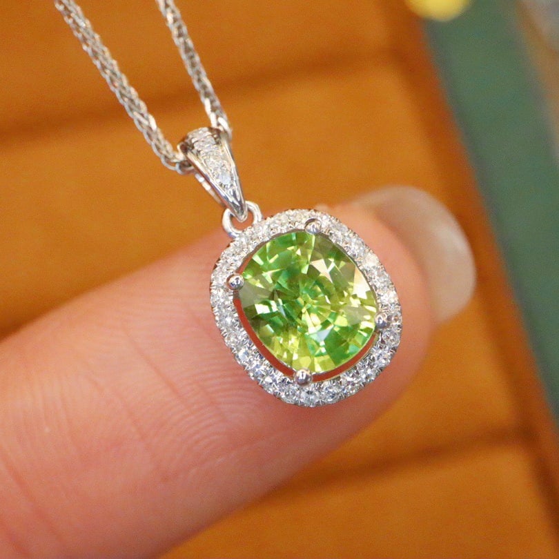 14k Gold 1.49 Ctw Natural Sapphire & Diamond Pendant( Without Chain ) - 3