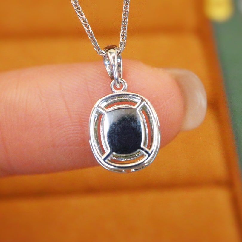 14k Gold 1.49 Ctw Natural Sapphire & Diamond Pendant( Without Chain ) - 4
