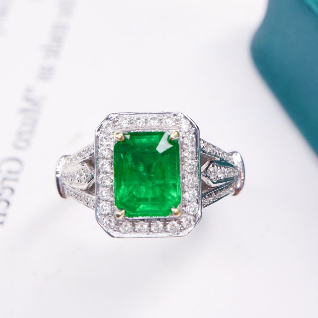 14k Gold 1.95 Ctw Vivid Green Natural Emerald & Diamond Ring - 5