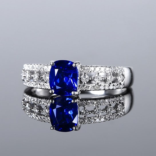 14k Gold 1.39 Ctw Natural Sapphire & Diamond Ring - 2