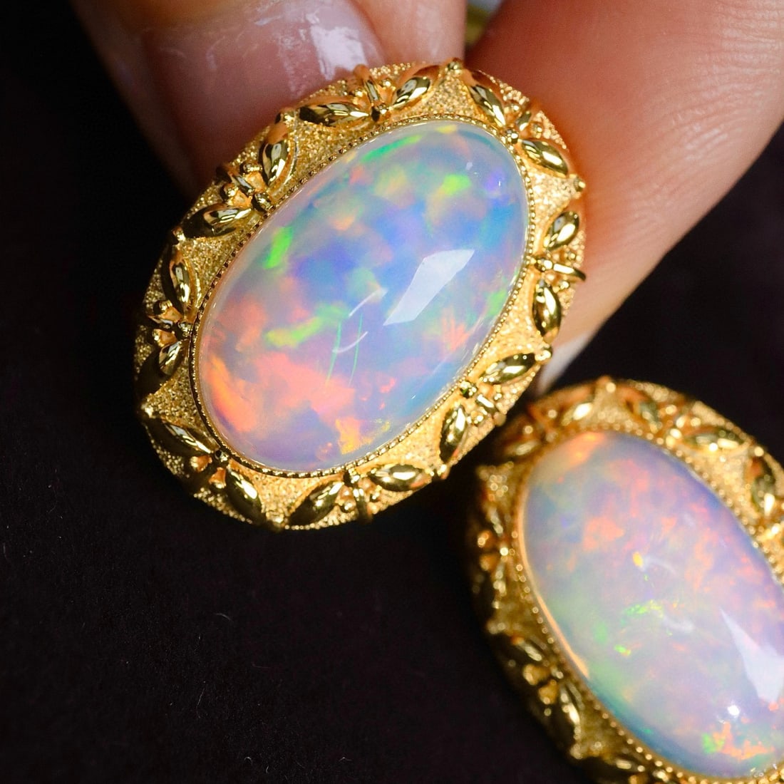 14k Gold 12.16 Ct Natural Opal Earrings - 7