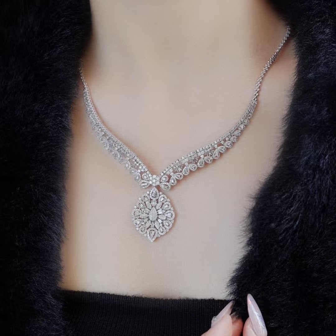 14k Gold 7.2 Ct Natural H Diamond Necklace - 5