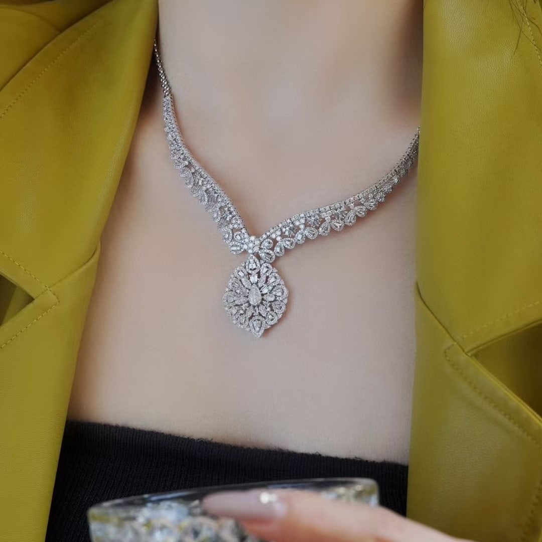 14k Gold 7.2 Ct Natural H Diamond Necklace - 6