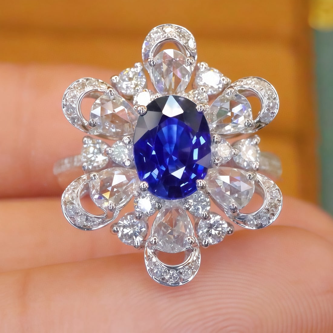14k Gold 2.19 Ctw Natural Sapphire & Diamond Ring: Ref:230947033 // gold content:14k gold // ring size:7. 25us // // main gemstone:pink diamond // certified:gia // shape:heart // carat weight:0. 27ct // clarity grade:si1 // color:pink //