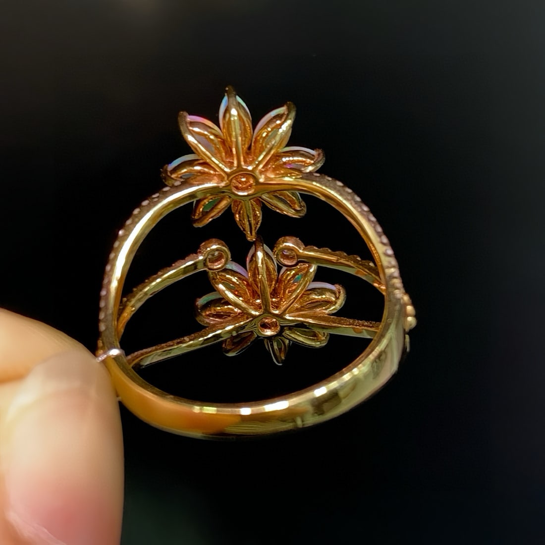 14k Gold 1.03 Ctw Natural Opal & Diamond Ring - 5