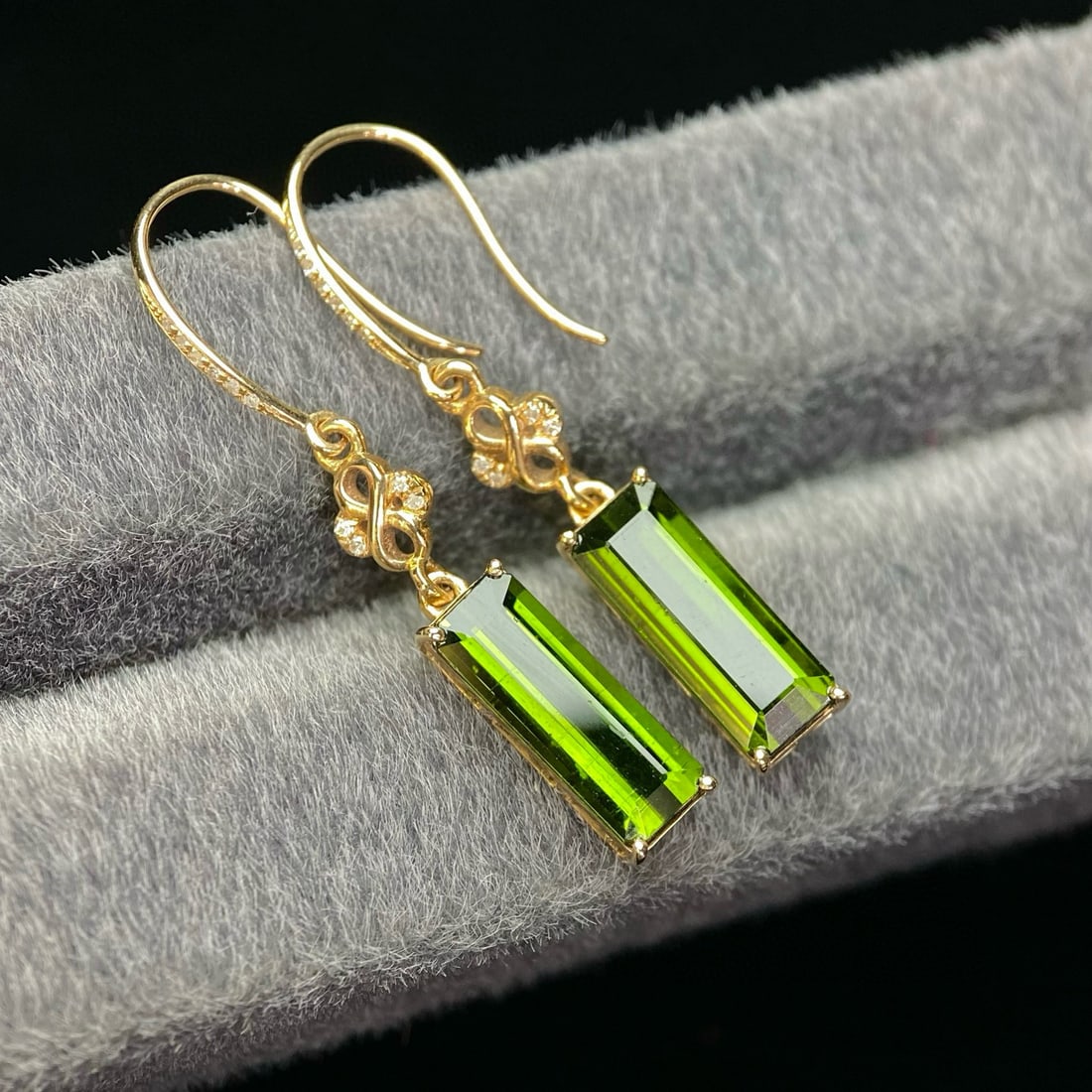 14k Gold 4.5 Ct Natural Tourmaline & Diamond Earrings - 3
