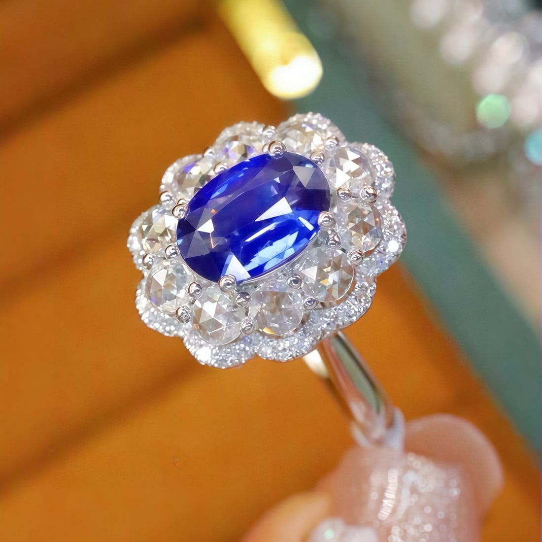 14k Gold 1.59 Ctw Natural Sapphire & Diamond Ring - 3