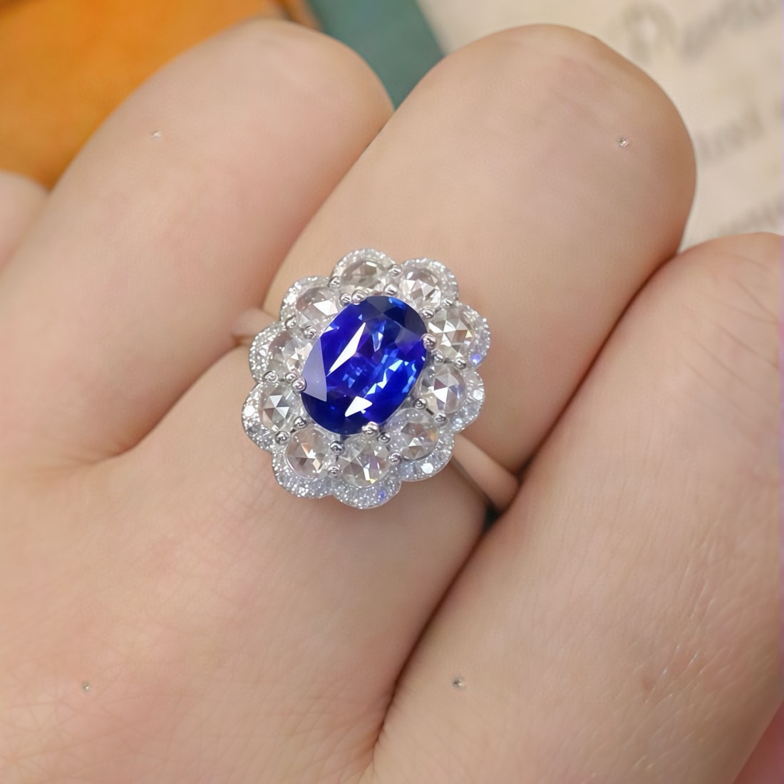 14k Gold 1.59 Ctw Natural Sapphire & Diamond Ring - 5
