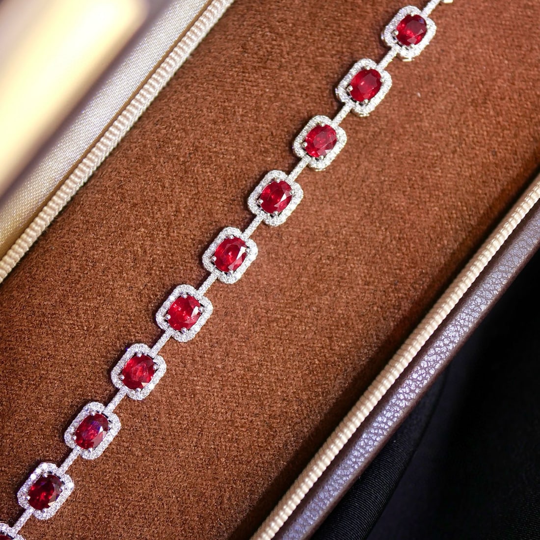 14k Gold 4.54 Ctw Natural Ruby & Diamond Bracelet - 4