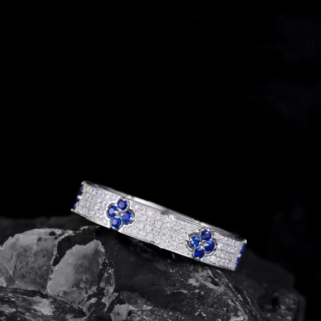 14k Gold 1.05 Ct Natural Sapphire & Diamond Ring - 2