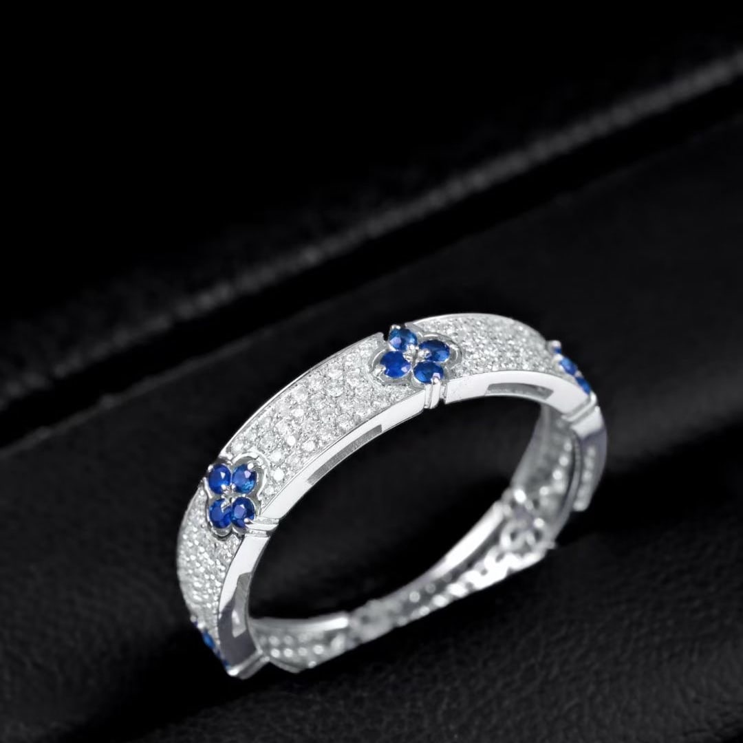 14k Gold 1.05 Ct Natural Sapphire & Diamond Ring - 4