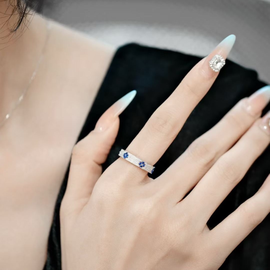 14k Gold 1.05 Ct Natural Sapphire & Diamond Ring - 5