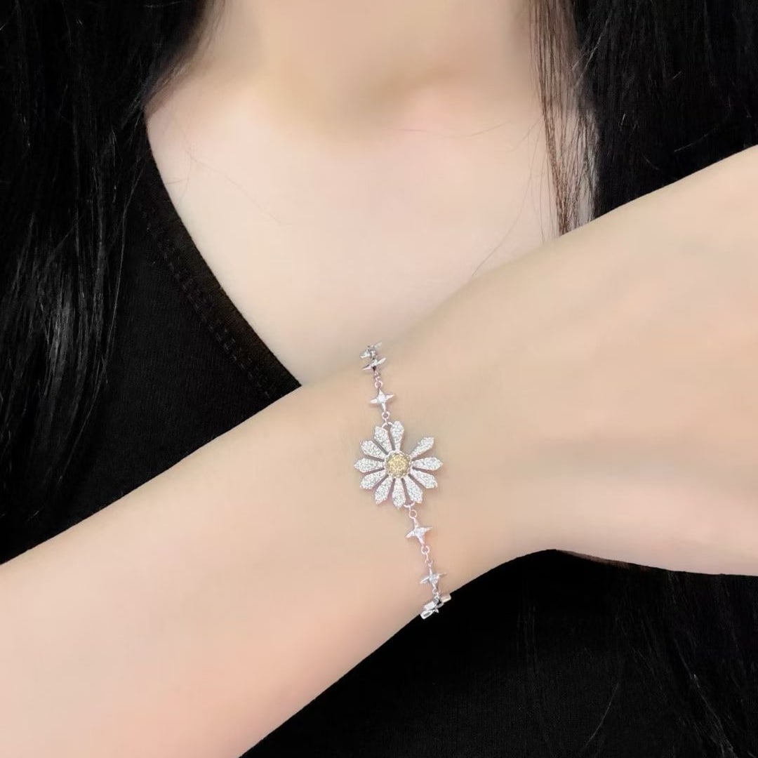 14k Gold 1 Ct Natural Yellow Diamond & Diamond Bracelet - 5