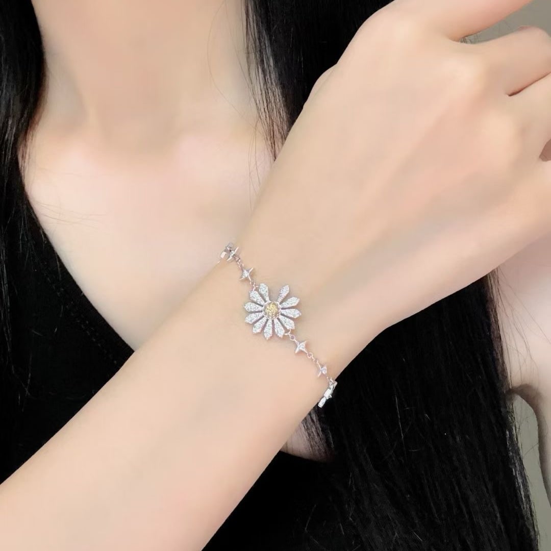14k Gold 1 Ct Natural Yellow Diamond & Diamond Bracelet - 6