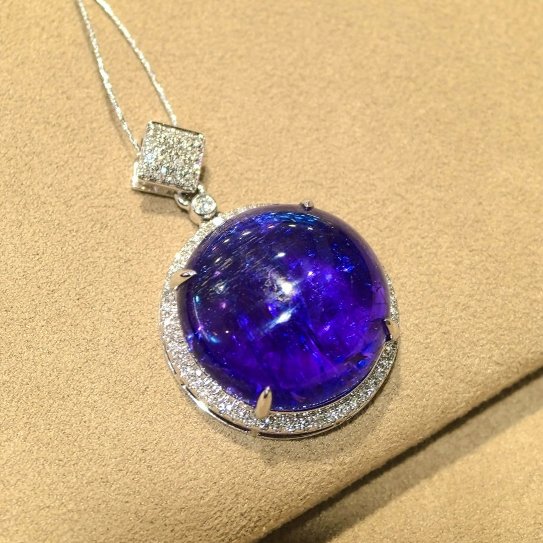14k Gold 16.61 Ctw Natural Tanzanite & Diamond Pendant( Without Chain ) - 4
