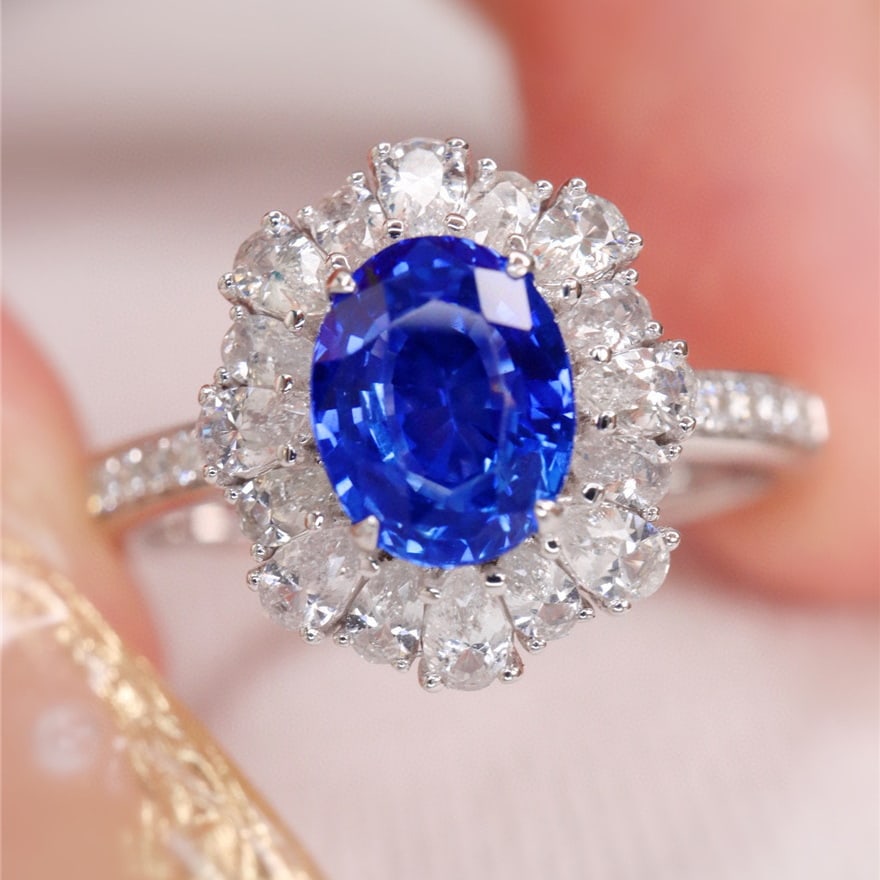 14k Gold 1.2 Ct Natural Sapphire & Diamond & Sapphire Ring - 3