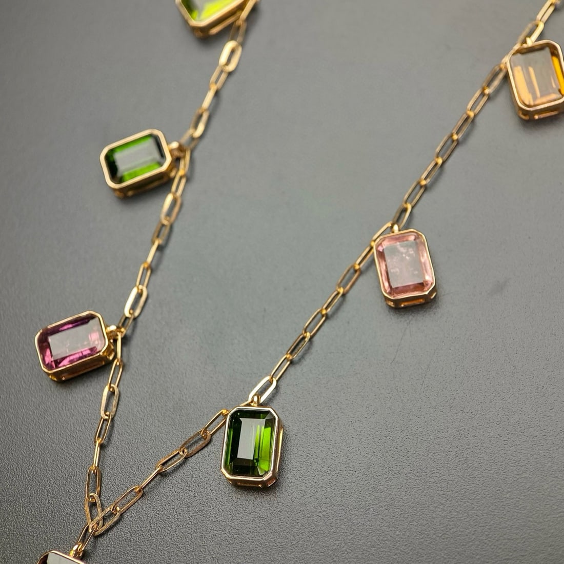 14k Gold 6.44 Ct Natural Tourmaline Necklace - 2