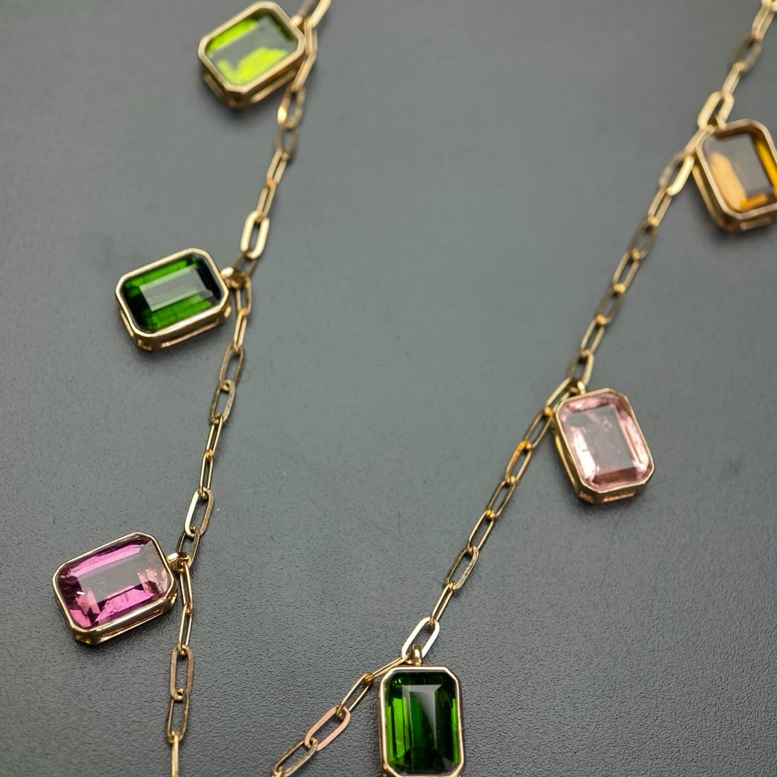 14k Gold 6.44 Ct Natural Tourmaline Necklace - 3