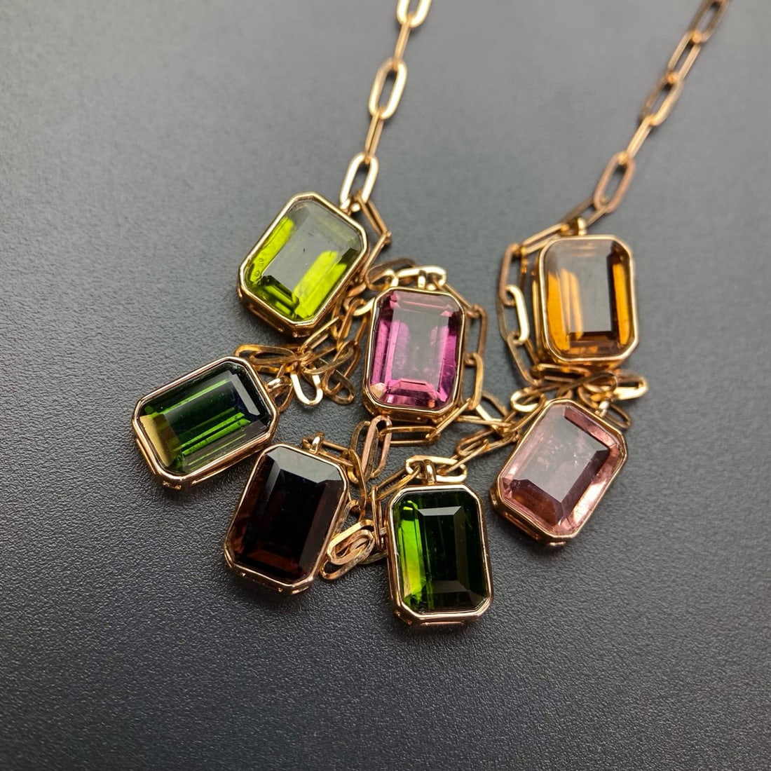 14k Gold 6.44 Ct Natural Tourmaline Necklace - 4