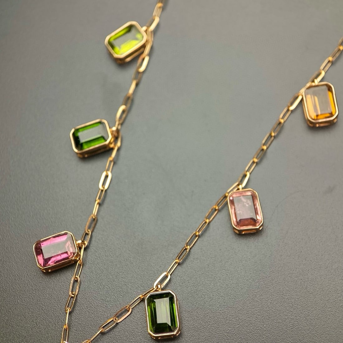 14k Gold 6.44 Ct Natural Tourmaline Necklace - 5