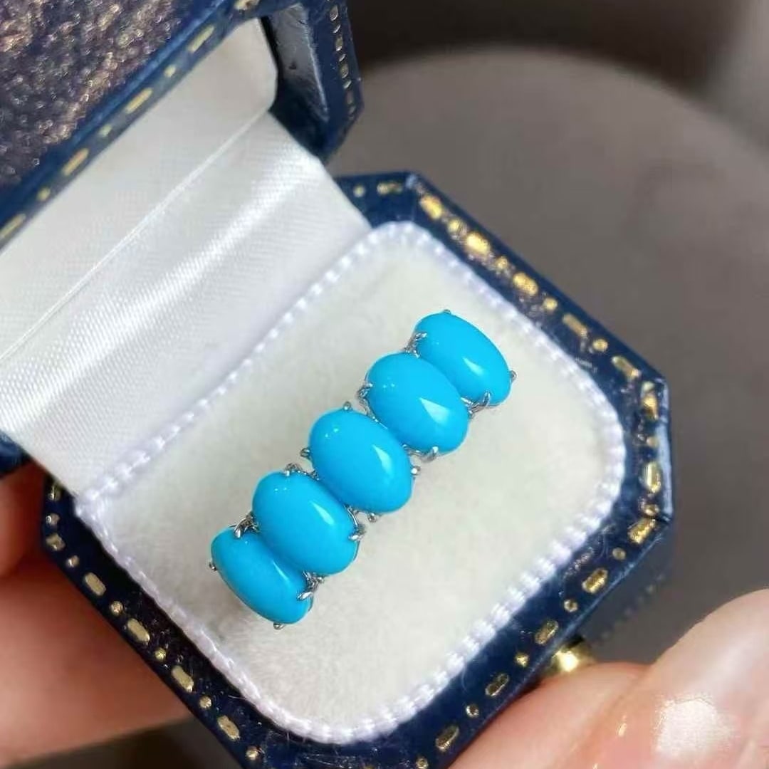 14k Gold 2.2 Ct Natural Blue Turquoise Ring - 3