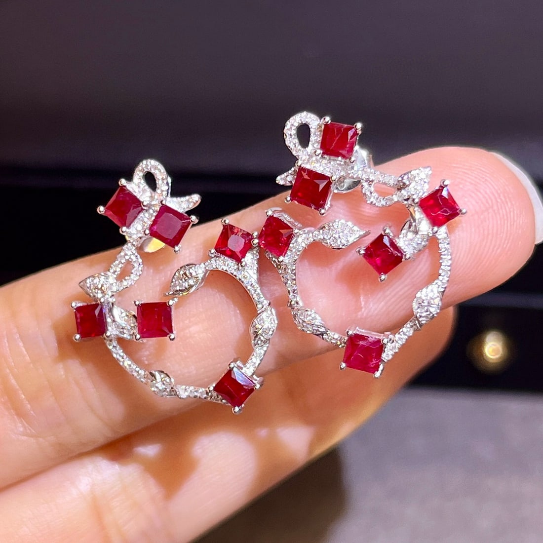 14k Gold 2.43 Ctw Natural Ruby & Diamond Earrings: Ref:230947139 // gold content:14k gold // ring size:7. 25us // // main gemstone:citrine // shape:octagonal // carat weight:6. 05ct // color:yellow // treatment:natural // // adjacent gemstone 2 :