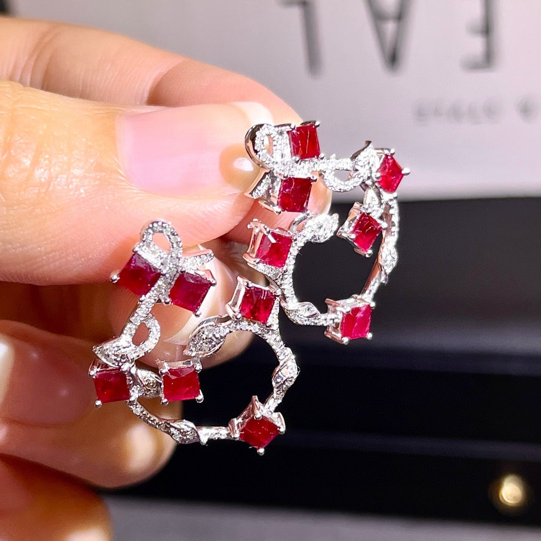14k Gold 2.43 Ctw Natural Ruby & Diamond Earrings - 3