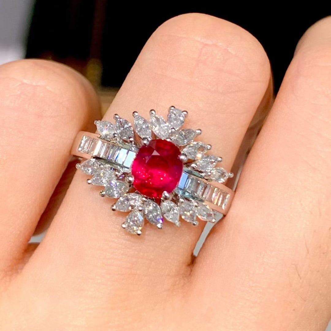 14k Gold 1.15 Ct Natural Ruby & Diamond Ring - 3
