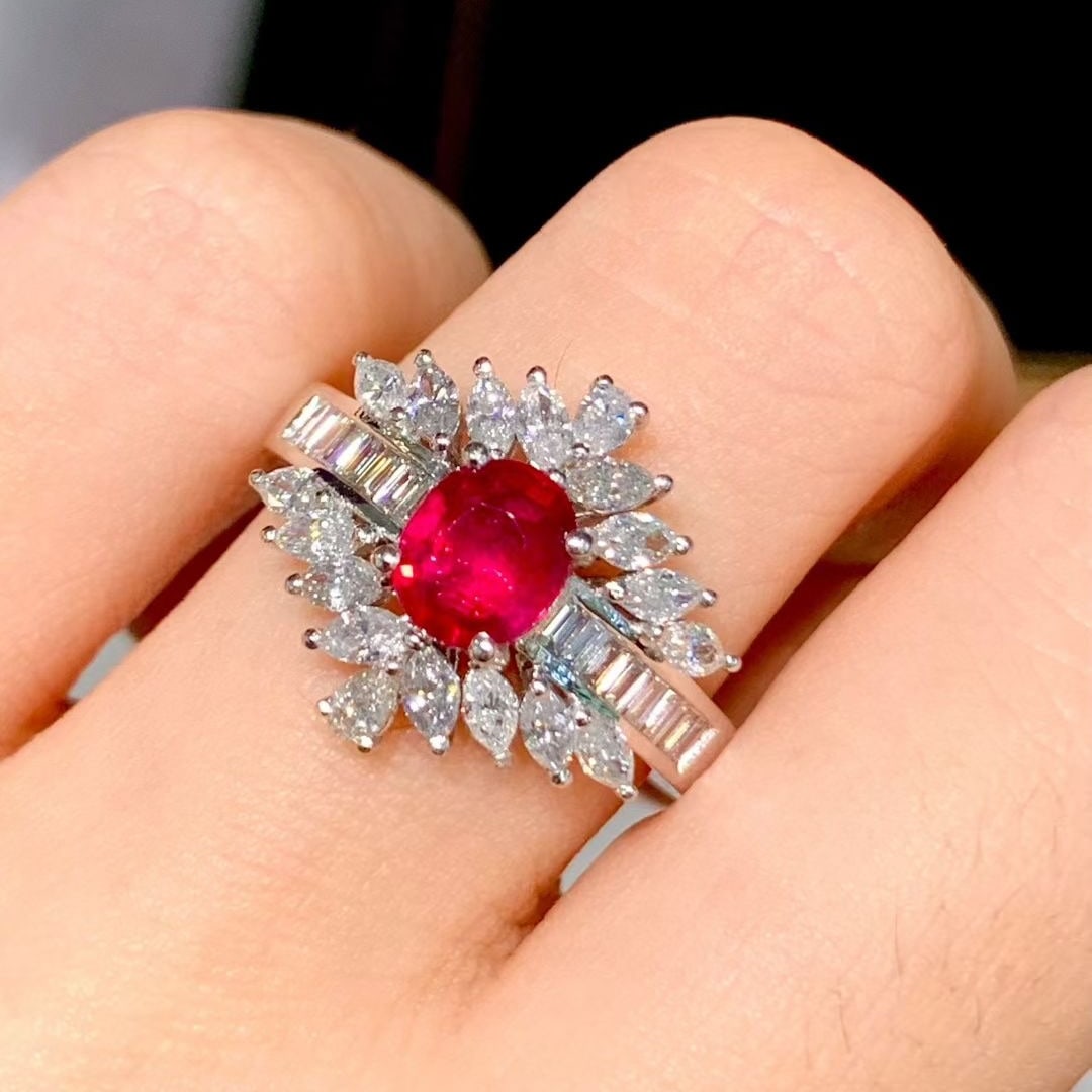 14k Gold 1.15 Ct Natural Ruby & Diamond Ring - 4