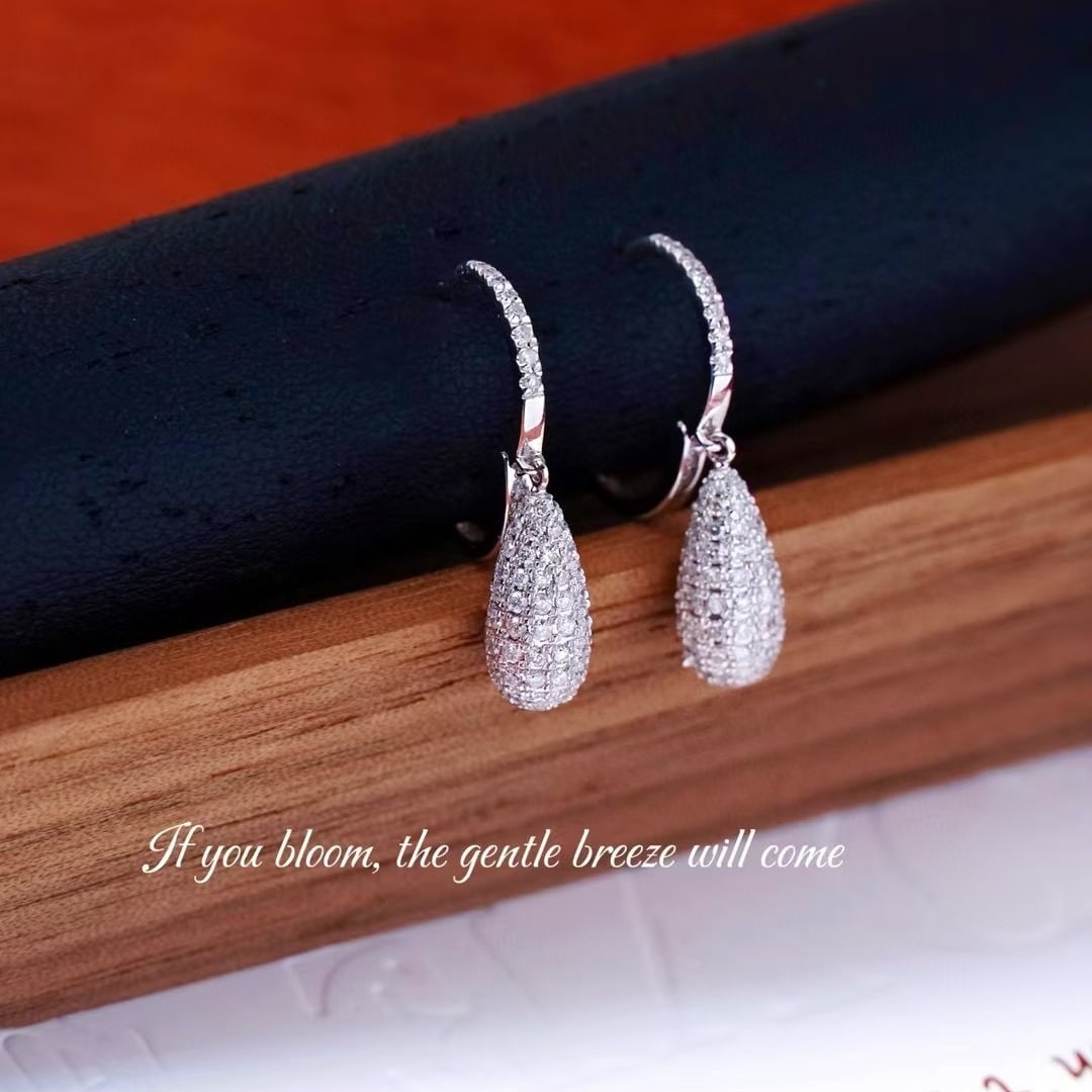 14k Gold 1.1 Ct Natural H Diamond Earrings - 2