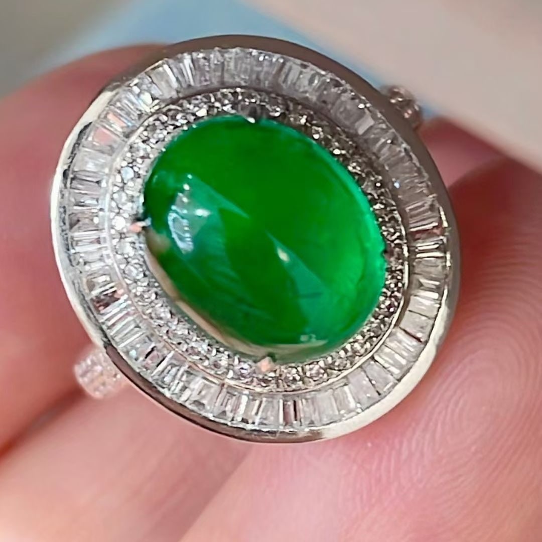 14k Gold 4.91 Ctw Vivid Green Natural Emerald & Diamond Ring/pendant( Without Chain ) - 2