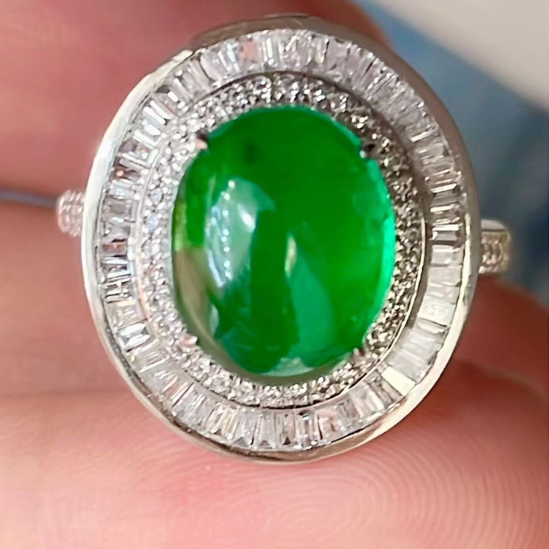 14k Gold 4.91 Ctw Vivid Green Natural Emerald & Diamond Ring/pendant( Without Chain ) - 3