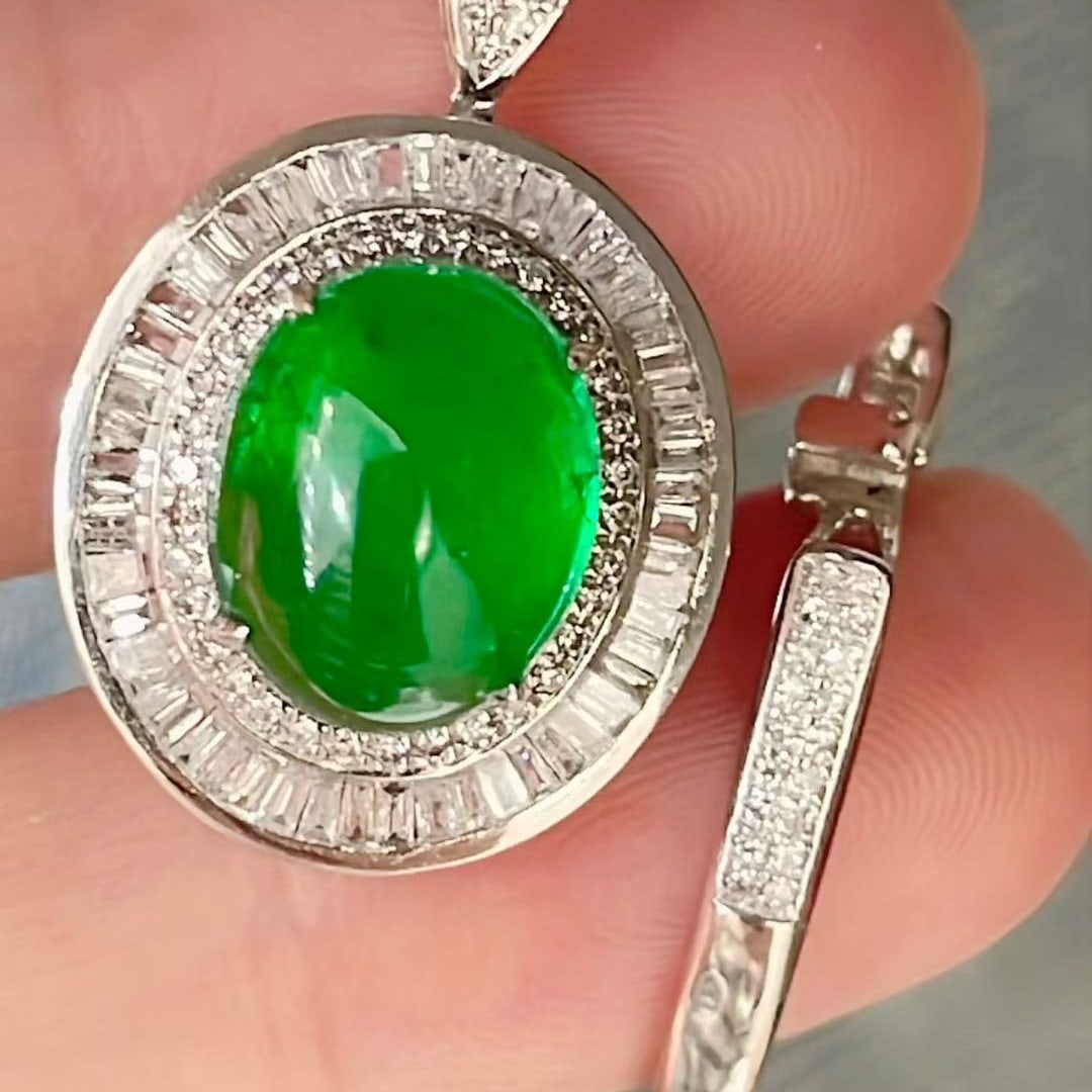 14k Gold 4.91 Ctw Vivid Green Natural Emerald & Diamond Ring/pendant( Without Chain ) - 5