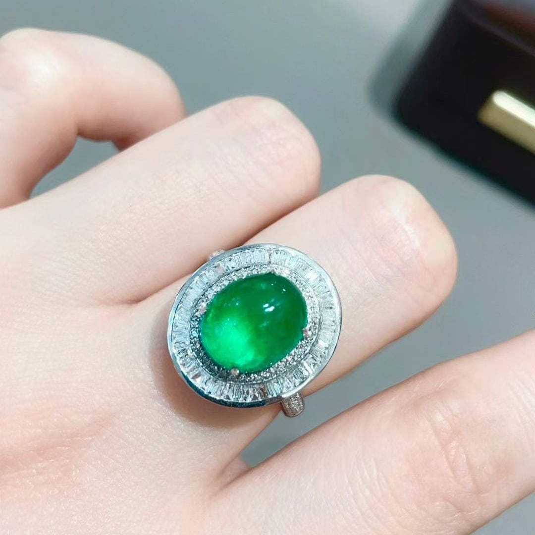14k Gold 4.91 Ctw Vivid Green Natural Emerald & Diamond Ring/pendant( Without Chain ) - 6