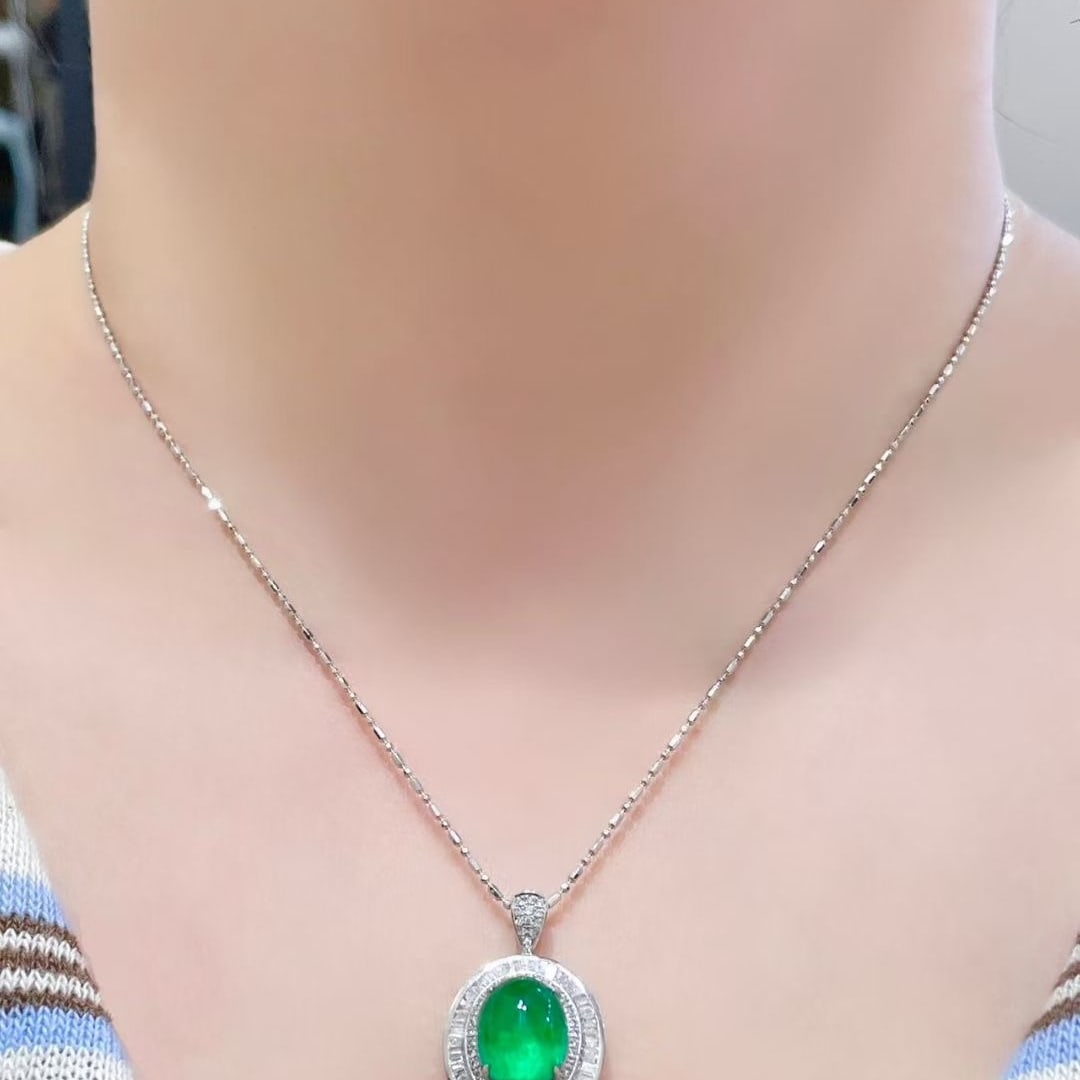 14k Gold 4.91 Ctw Vivid Green Natural Emerald & Diamond Ring/pendant( Without Chain ) - 7
