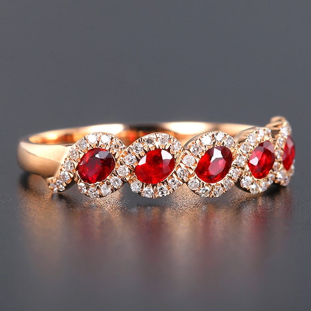 14k Gold 0.67 Ctw Vivid Red Natural Ruby & Diamond Ring - 3