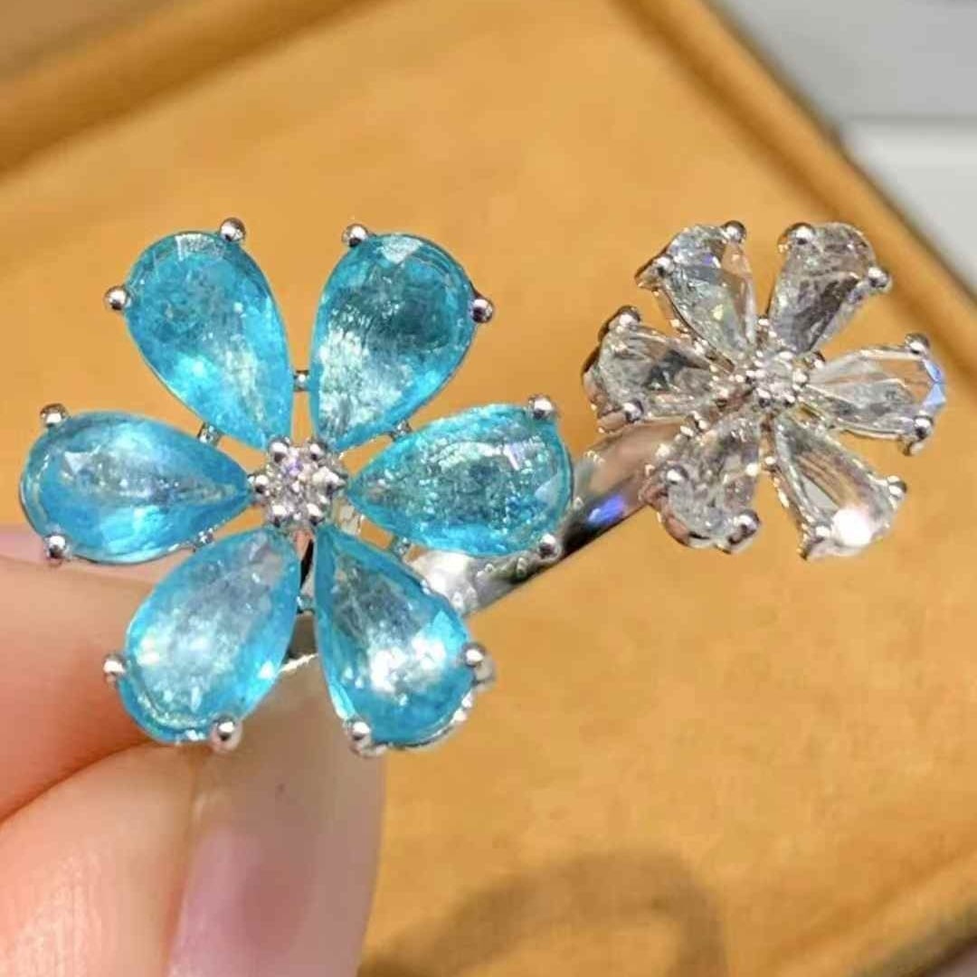 14k Gold 2 Ct Natural Paraiba Tourmaline & Diamond Ring - 3