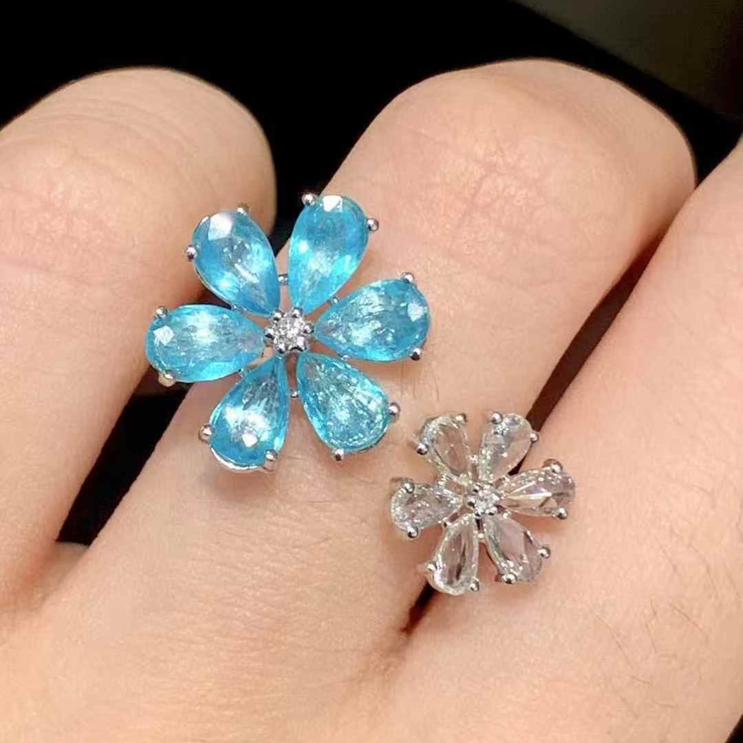 14k Gold 2 Ct Natural Paraiba Tourmaline & Diamond Ring - 4