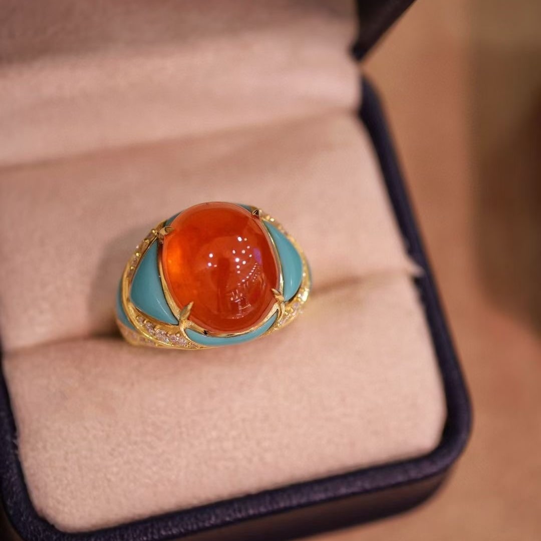 14k Gold 15.57 Ctw Natural Spessartine & Diamond Ring: Ref:230947210 // gold content:14k gold // ring size:7. 25us // // main gemstone:ruby // shape:square // carat weight:1. 34ct // color:red // treatment:natural // // adjacent gemstone 2 : diamond //