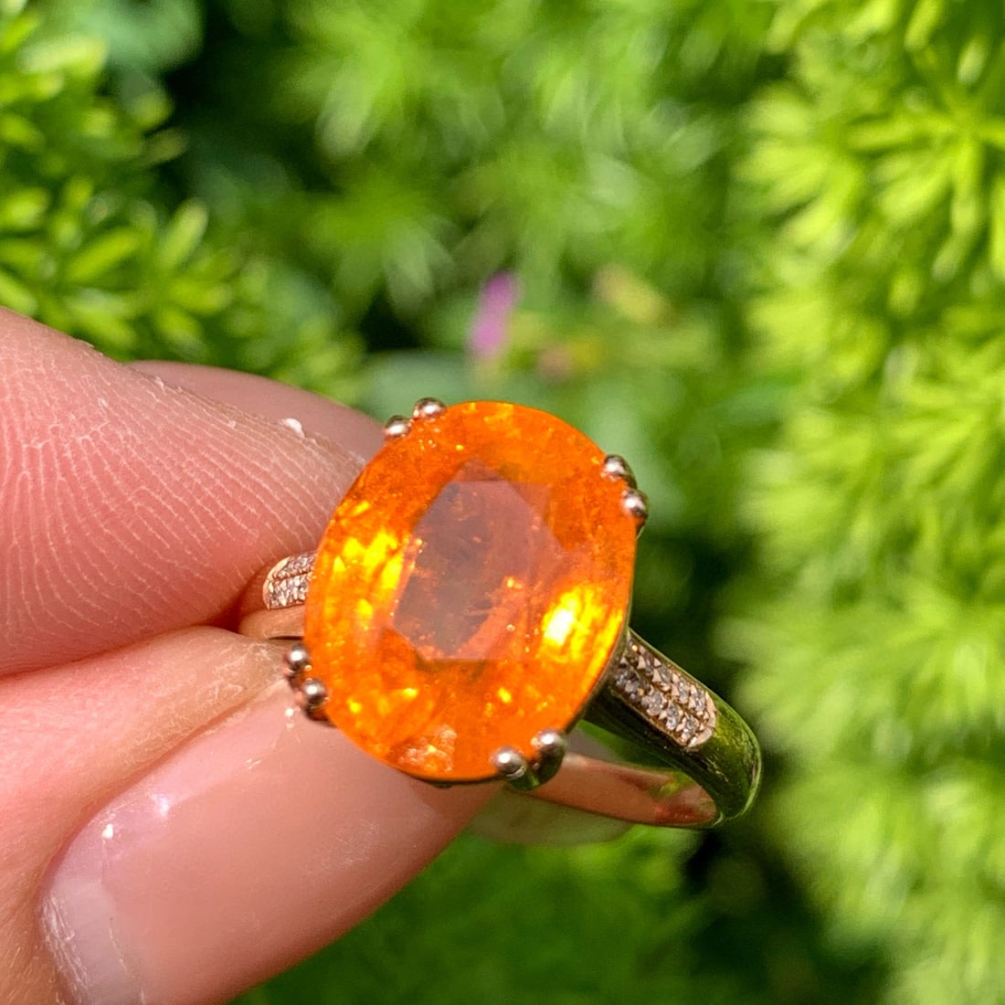 14k Gold 8.15 Ct Natural Spessartine & Diamond Ring - 3